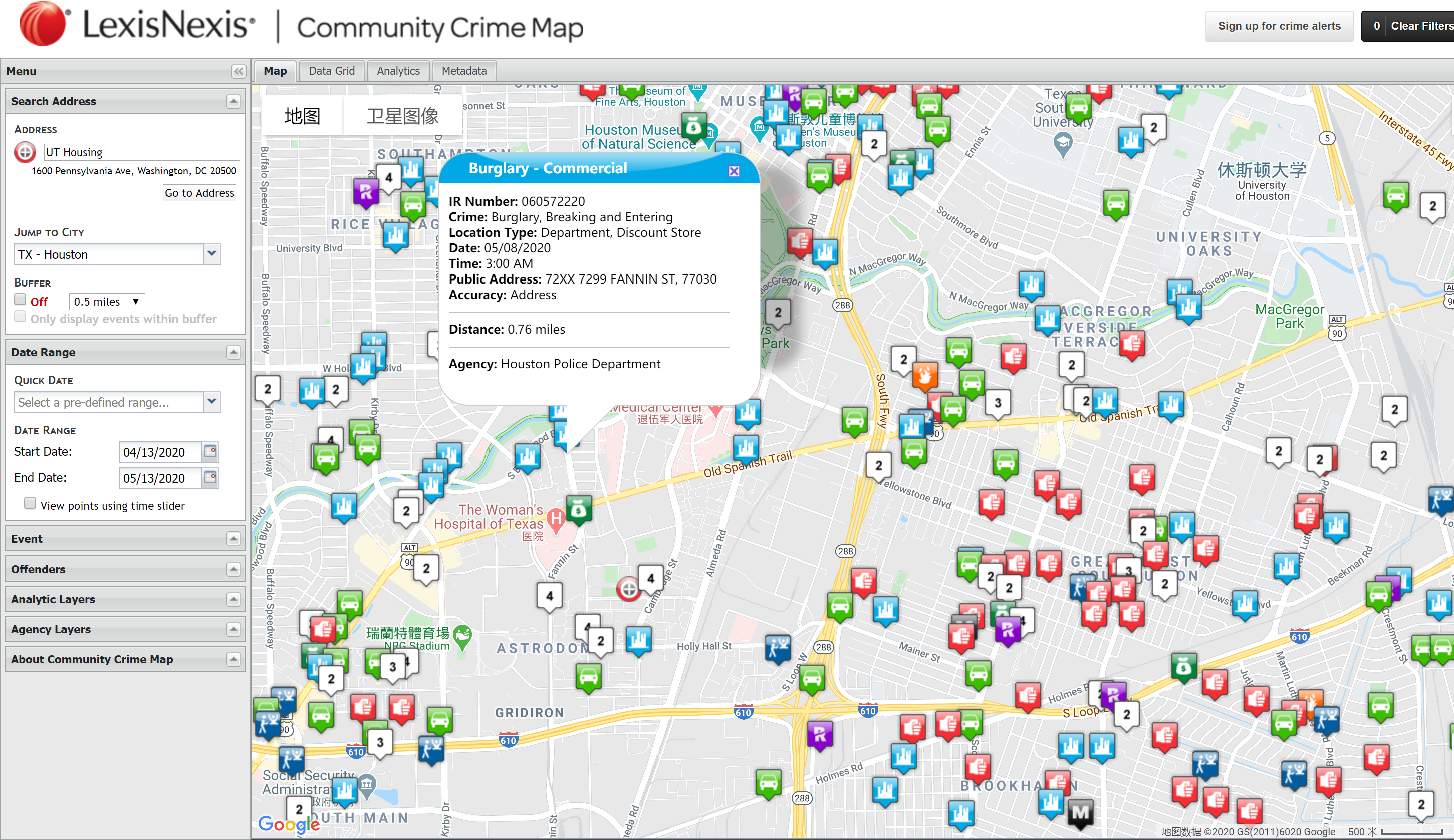 LexisNexis Community Crime Statistics Map