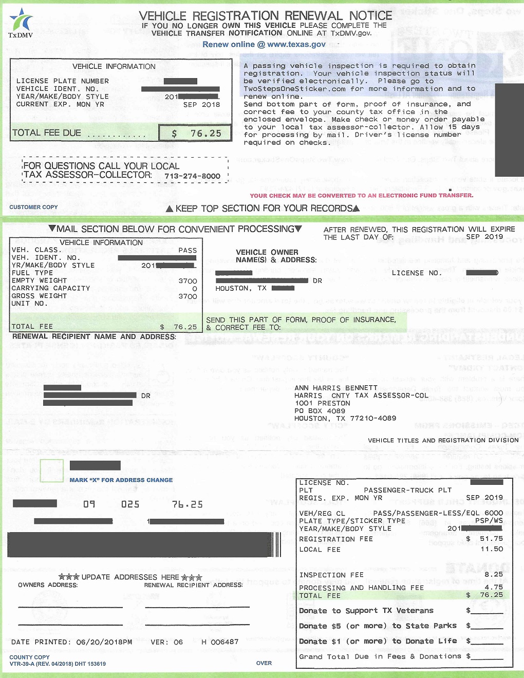 Texas Vehicle Registration Renewal Notice 2025 Download Kania Marissa